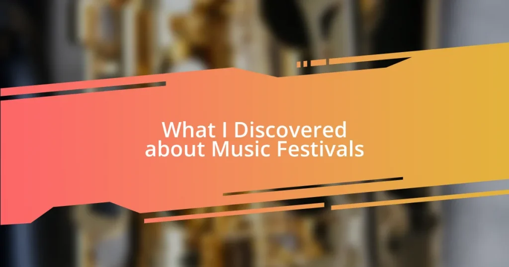 What I Discovered about Music Festivals